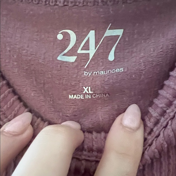 Maurices Ribbed Short Sleeve Top - Dusty Rose - Picture 2 of 4